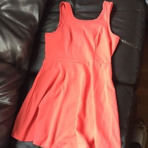 Coral Zip Back Skater Dress. Medium / Large